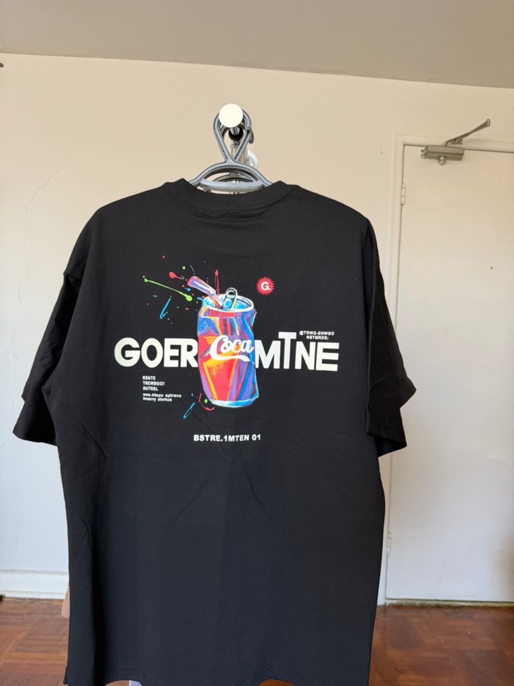 Coca Cola Black Tee with Multicolor Soda Can Graphic